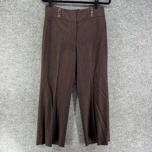 White House Black Market Pants Womens 8 Brown Wide Leg High Rise Chinos Comfort